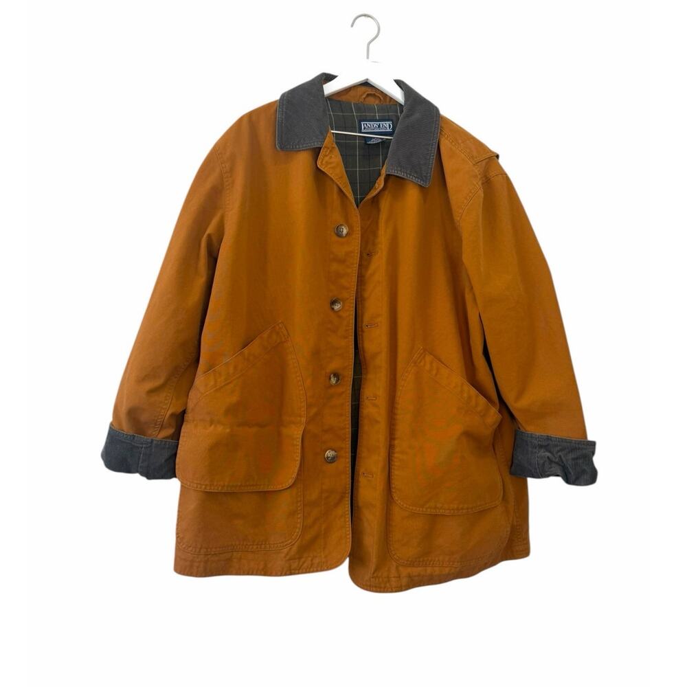 Lands End Canvas Barn Jacket Brown Cotton Chore Coat L 42-44 Casual